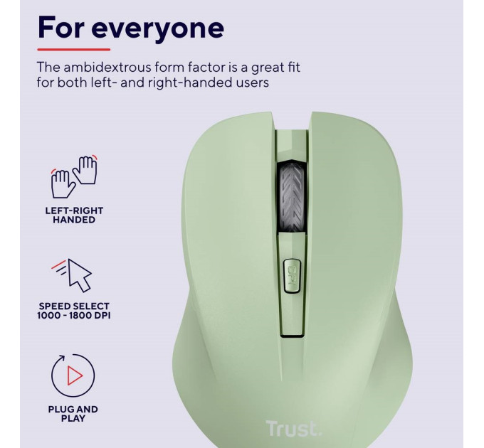 Trust Миша бездротова Trust Mydo Silent Wireless Green (25042)