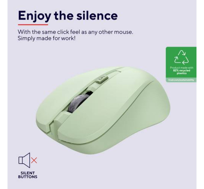 Trust Миша бездротова Trust Mydo Silent Wireless Green (25042)