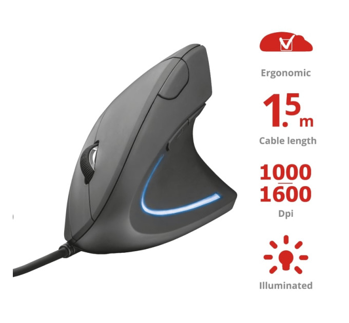 Trust Миша Trust Verto Ergonomic Mouse Black (22885)