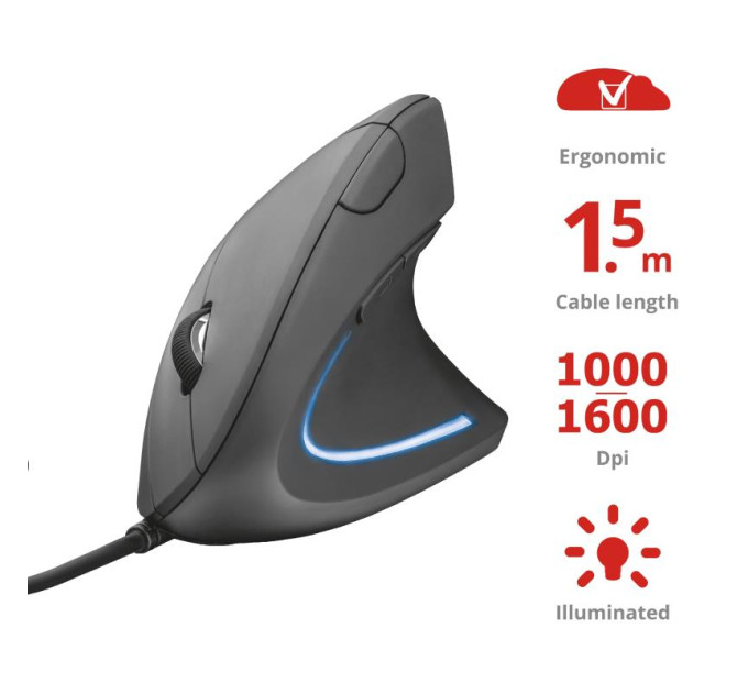Trust Миша Trust Verto Ergonomic Mouse Black (22885)
