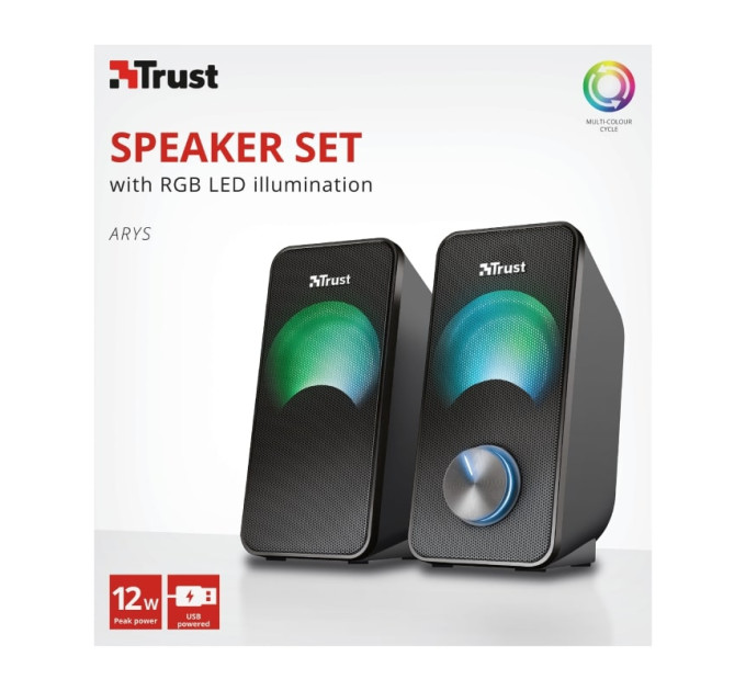 Trust Акустична система Trust 2.0 Arys RGB Black (23120)