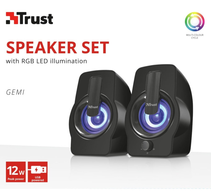 Trust Акустична система Trust 2.0 Gemi RGB Black (22948)