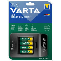 Зарядний пристрій для акумуляторів Varta LCD Smart Plus CHARGER +4*AA 2100 mAh (57684101441)