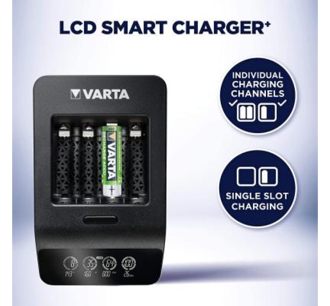 Varta Зарядний пристрій для акумуляторів Varta LCD Smart Plus CHARGER +4*AA 2100 mAh (57684101441)