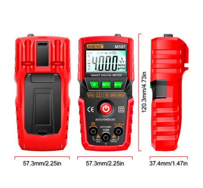 ANENG Цифровий мультиметр ANENG M107, V, A, R, C, T (M107)
