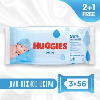 Дитячі вологі серветки Huggies Ultra Comfort Pure 56 х 3 шт (5029053550091)