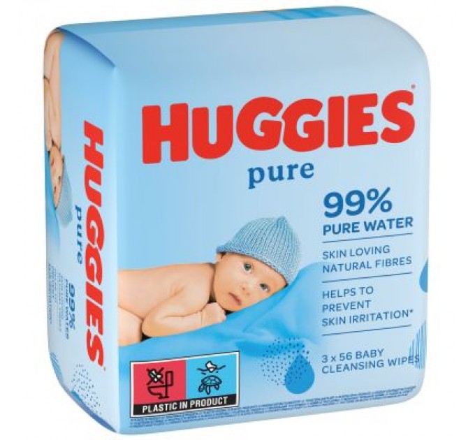Huggies Дитячі вологі серветки Huggies Ultra Comfort Pure 56 х 3 шт (5029053550091)