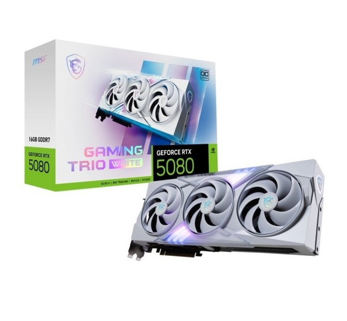 MSI Відеокарта GF RTX 5080 16GB GDDR7 Gaming Trio OC White MSI (GeForce RTX 5080 16G GAMING TRIO OC WHITE)