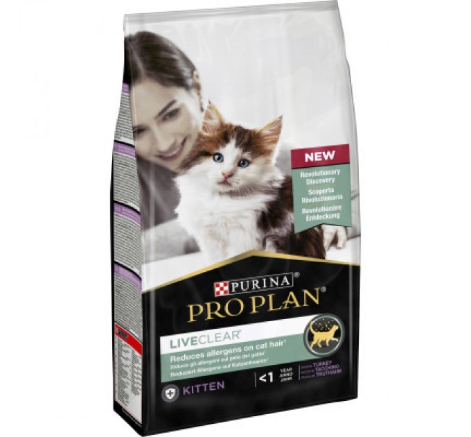 Purina Pro Plan Сухий корм для кішок Purina Pro Plan LiveClear для зменшення алергенів на шерсті з індичкою 1.4 к (7613287232526)