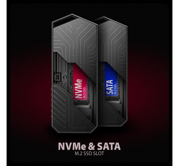 AXAGON Зовнішній металевий корпус USB-C 10 Гбит/с для M.2 NVMe и SATA SSD-дисків. Безгвинтове кріплення AXAGON