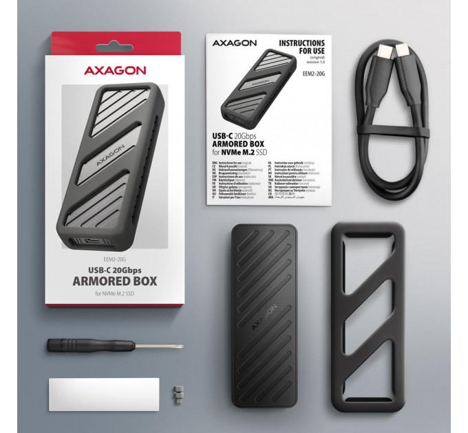 AXAGON Зовнішній металевий бокс USB-C 20 Гбит/с для дисків M.2 NVMe SSD AXAGON