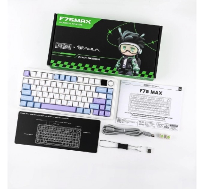 Aula Клавіатура Aula F75 MAX Wireless/Bluetooth UA White/Blue (6978080501158)