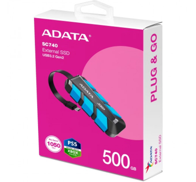 ADATA Накопичувач SSD USB 3.2 500GB SC740 ADATA (SC740-500G-CBU)