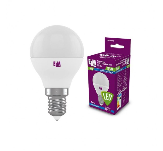 ELM Лампа світлодіодна куля ELM 5W E14 4000K (18-0046)