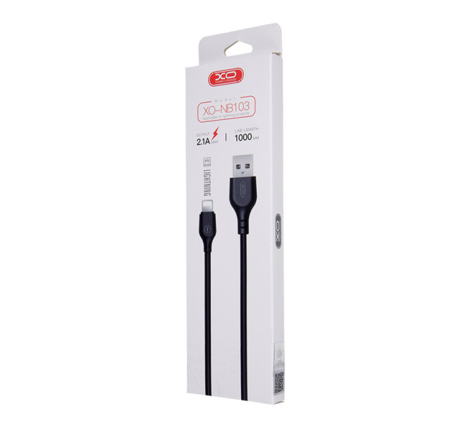XO Кабель XO NB103 USB-Lightning (M/M), 2.1A 1м Black (6920680862702)