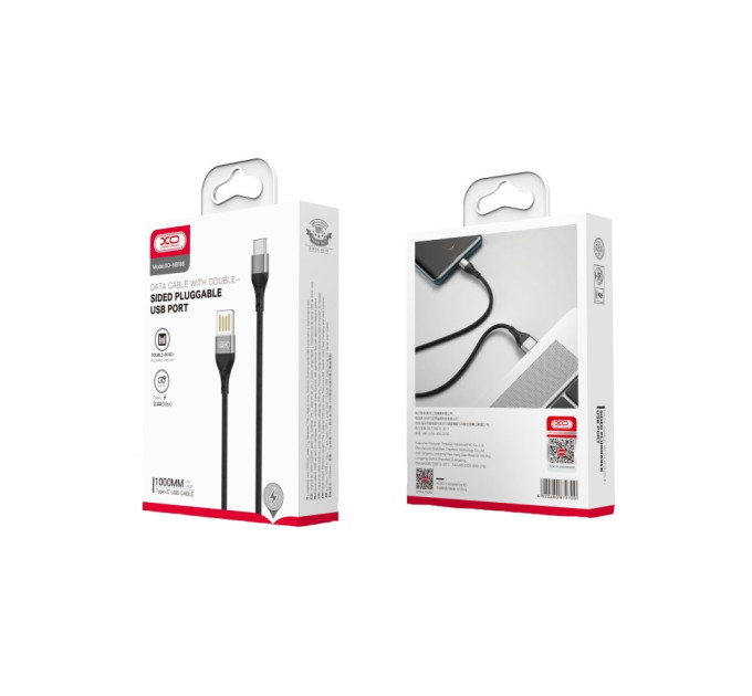 XO Кабель XO NB188 USB - USB Type-C, (M/M), 2.4A 1 м Gray (6920680879700)