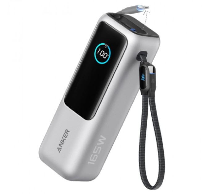 Anker Батарея універсальна Anker 25000mAh, 165W, PD/3/0, QC/3/0, Built-In Double USB-C Cables, silver (A1695H41)