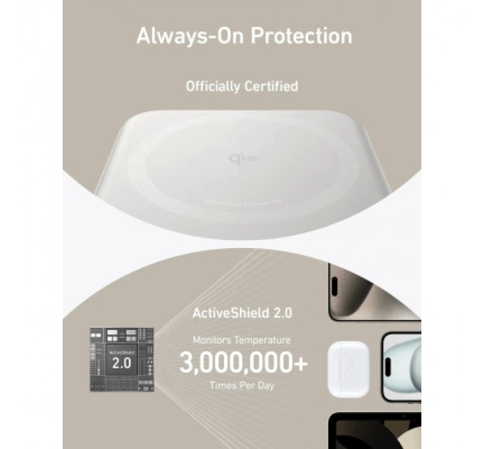 Anker Батарея універсальна Anker MagGo 10000mAh, Qi2/15W, PD, 27W, USB-C, white (A1654G21)