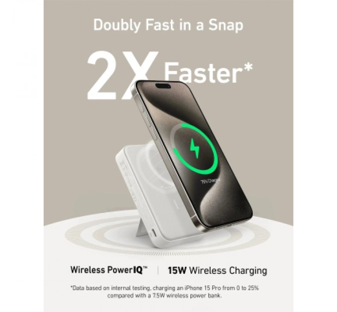 Anker Батарея універсальна Anker MagGo 10000mAh, Qi2/15W, PD, 27W, USB-C, white (A1654G21)