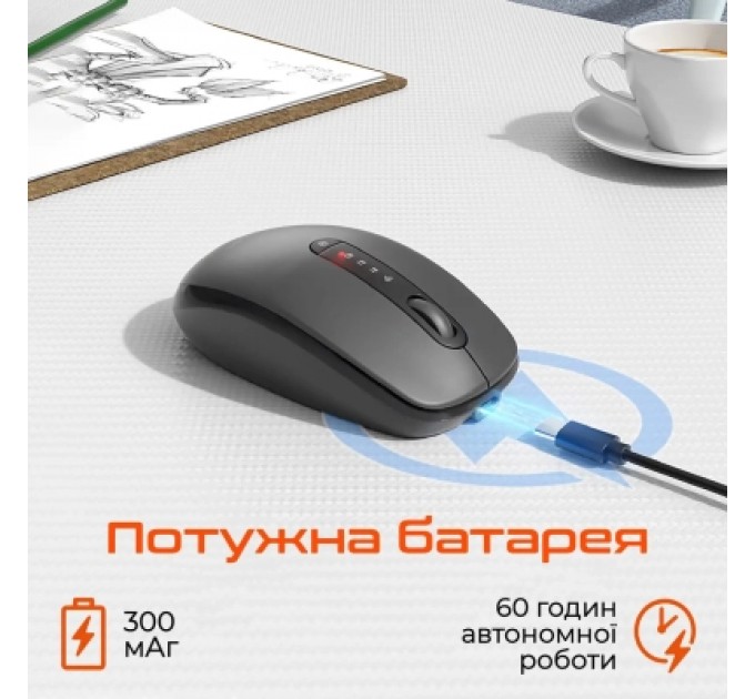 Meetion Мишка Meetion BTM100R Wireless/Bluetooth Black (MT-BTM100R-A)