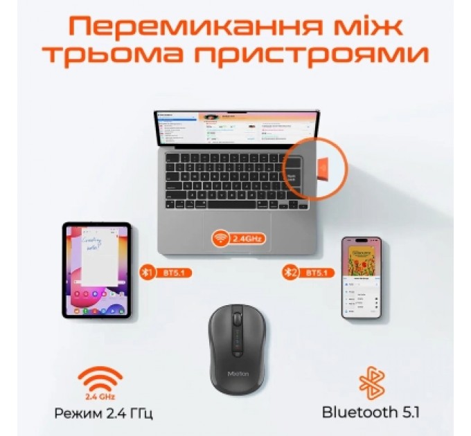 Meetion Мишка Meetion BTM185 Bluetooth/Wireless Black (MT-BTM185-A)