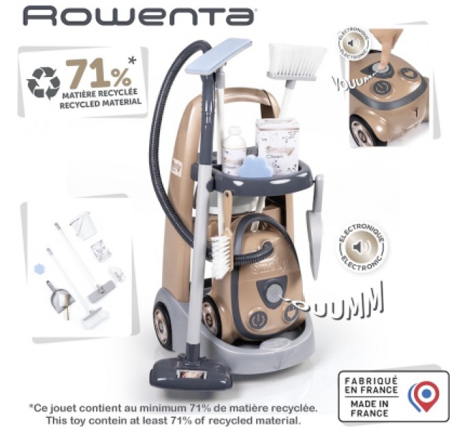 Smoby Ігровий набір Smoby Вiзок для прибирания Ровента з пилососом (7600330325)