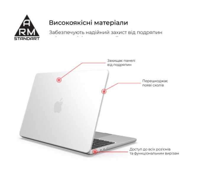 Armorstandart Чохол до ноутбука Armorstandart 13.6" MacBook Air M4/M3/M2 (A3240/A3113/A2681) Clear Air Shel (ARM65812)