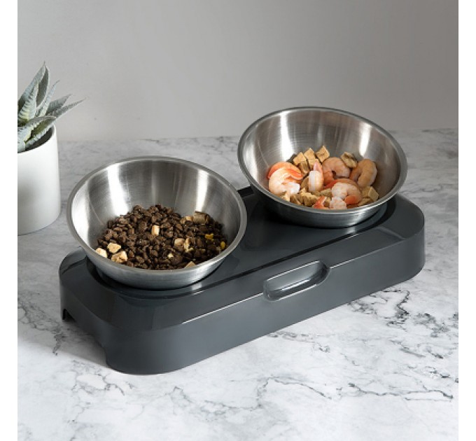 Lapka Посуд для котів Lapka Годівниця подвійна з металевими мисками (LPK-27)