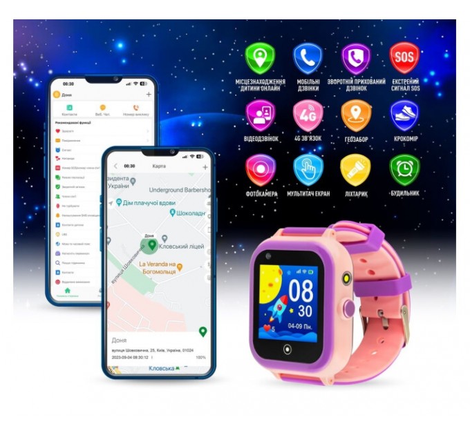 GARMIX Дитячий смарт-годинник Garmix PointPRO-200 4G/GPS/WiFi Pink