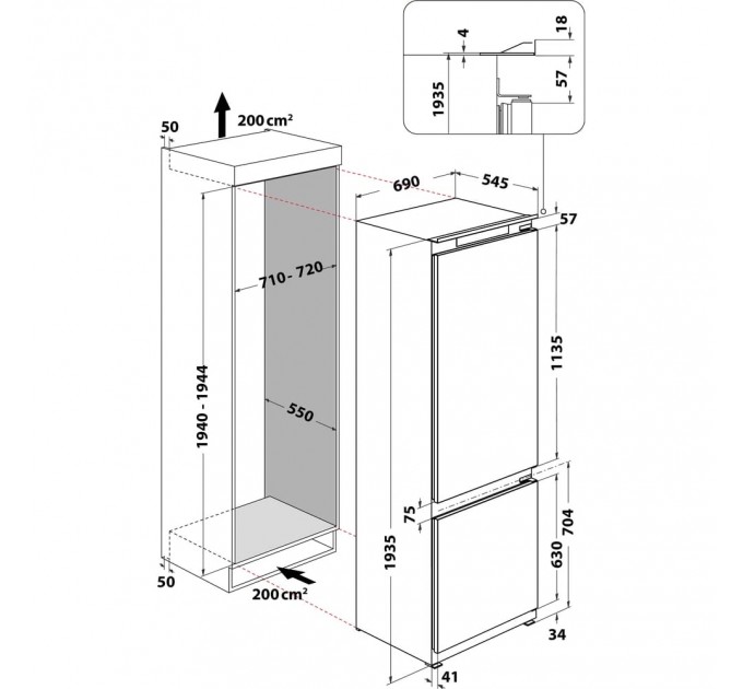 Whirlpool Вбудований холодильник Whirlpool SP40 801 EU