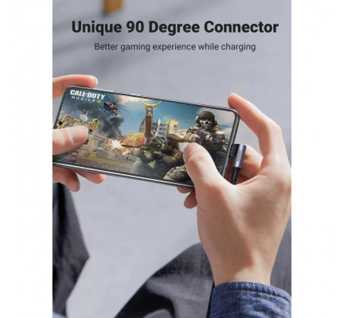 Ugreen Дата кабель USB-C to USB-C 1.0m 100W (20V/5A) 90° corner braided black Ugreen (70696)