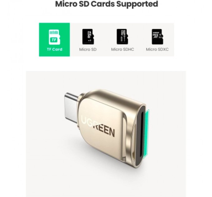 Ugreen Зчитувач флеш-карт Ugreen USB-C to TF 3.0 CM331 Light Golden (80124)