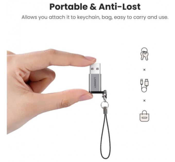 Ugreen Перехідник USB 3.0 AM to USB-C F gray Ugreen (50533)