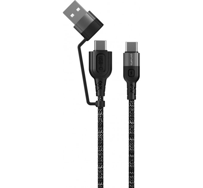 4smarts Кабель 4smarts 310 USB + USB Type-C - USB Type-C (M/M), 1.5 м, Black (4250774954856)
