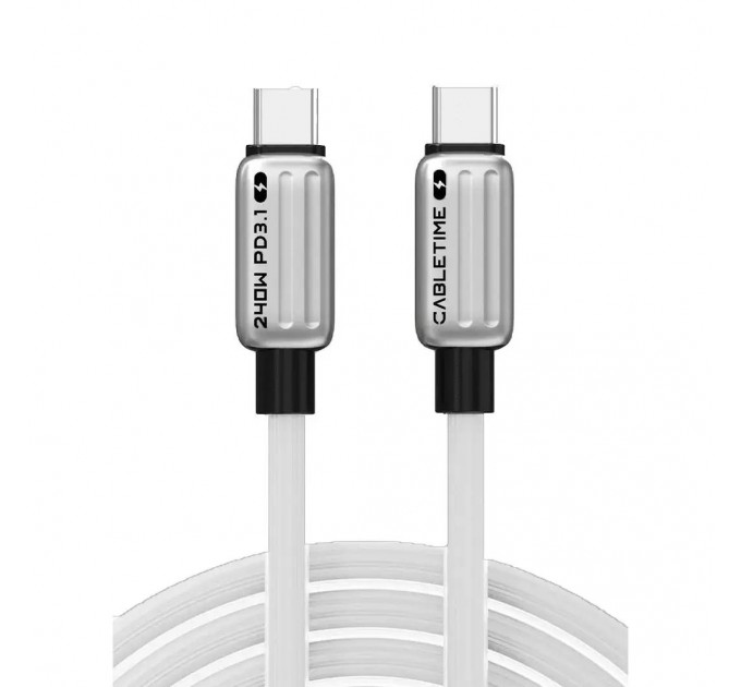 Cabletime Кабель Cabletime USB Type-C - USB Type-C (M/M) PD 240W, 1 м, White (CU07H)