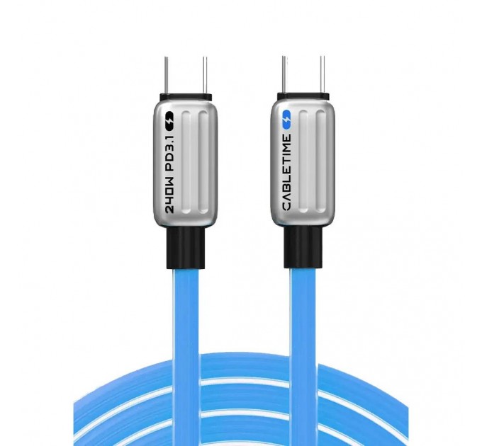 Cabletime Кабель Cabletime USB Type-C - USB Type-C (M/M) PD 240W, 2 м, Blue (CU05L)