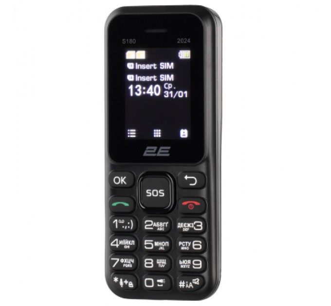 2E Мобільний телефон 2E S180 2024 Black (694743653885)