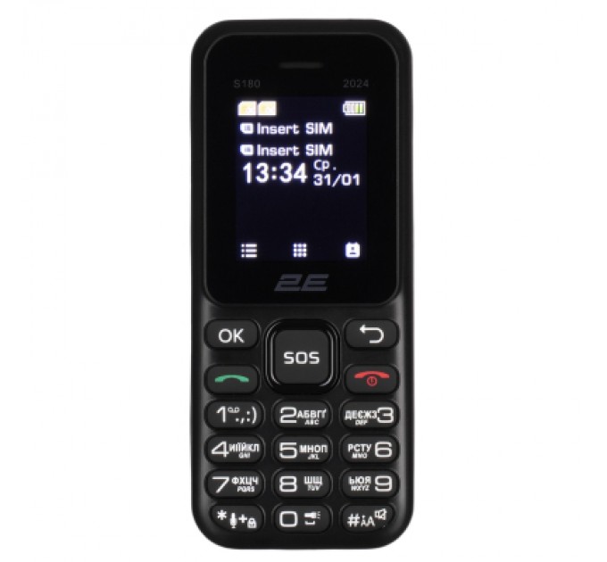 2E Мобільний телефон 2E S180 2024 Black (694743653885)