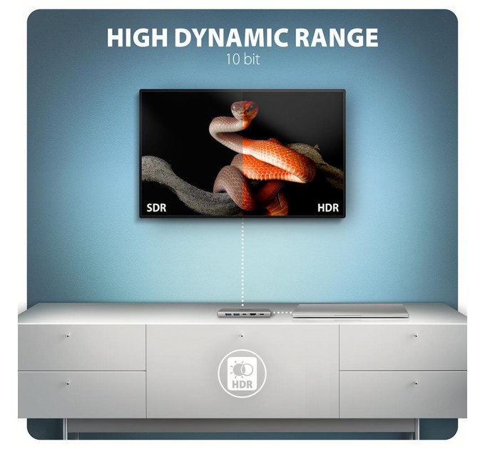 AXAGON Хаб концентратор AXAGON HMC-6G2L USB-C 10Gbps 6in1 hub, Grey