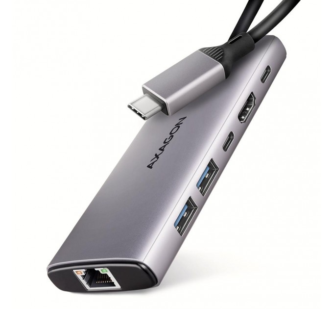 AXAGON Хаб концентратор AXAGON HMC-6G2L USB-C 10Gbps 6in1 hub, Grey