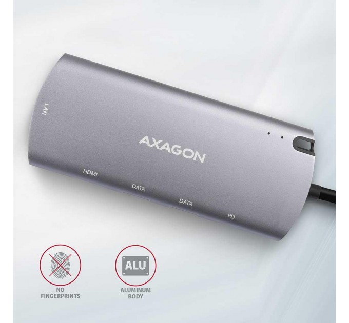 AXAGON Хаб концентратор AXAGON HMC-6M2 SuperSpeed USB-C COMBO 6in1 hub, Grey