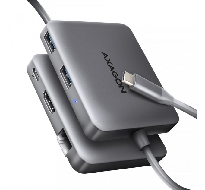 AXAGON Хаб концентратор AXAGON HMC-5HL USB-C 5Gbps SuperSpeed 5in1 hub, Grey
