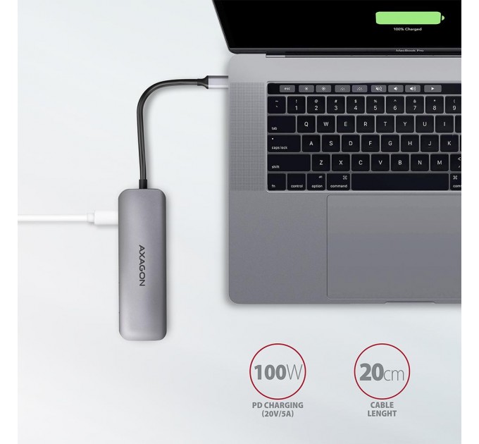 AXAGON Хаб концентратор AXAGON HMC-5 SuperSpeed USB-C COMBO 5in1 hub, Grey