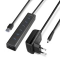 AXAGON Хаб AXAGON HUE-SA7BP USB3.0 CHARGING hub, 40cm USB-A cable, Black