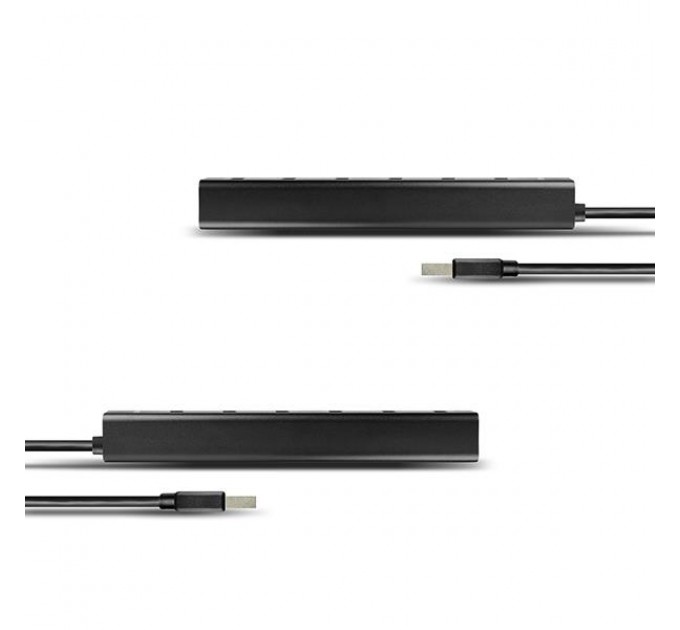 AXAGON Хаб AXAGON HUE-SA7BP USB3.0 CHARGING hub, 40cm USB-A cable, Black