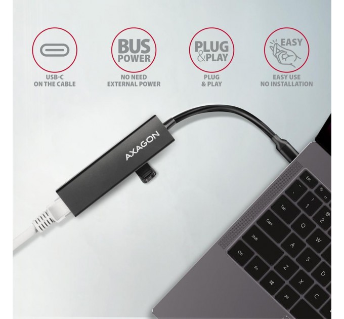 AXAGON Хаб концентратор AXAGON HMC-GL3A SuperSpeed USB-C hub + gigabit LAN