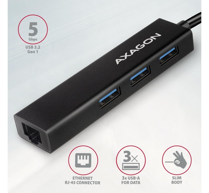 AXAGON Хаб концентратор AXAGON HMC-GL3A SuperSpeed USB-C hub + gigabit LAN