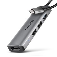 Хаб концентратор AXAGON HMC-H3A USB-C 5Gbps STARTER 4in1 hub, Grey