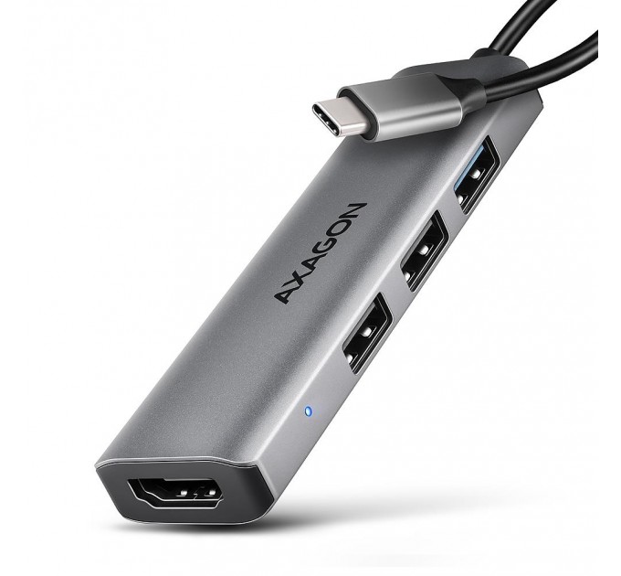 AXAGON Хаб концентратор AXAGON HMC-H3A USB-C 5Gbps STARTER 4in1 hub, Grey