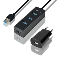 Хаб AXAGON HUE-S2BP USB3.0 CHARGING hub, 1.2m Cable, MicroUSB Charging, Black